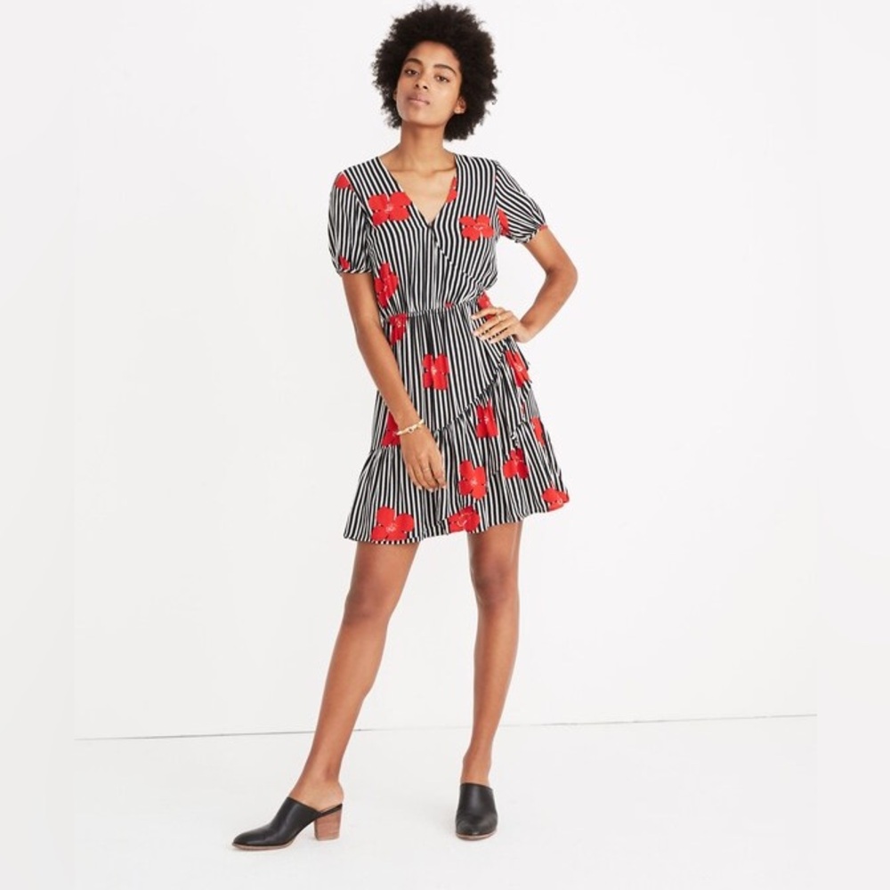 Madewell Ruffle Wrap Dress in Candied Orchid- size 6